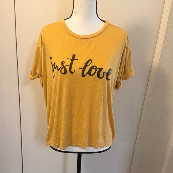 French pastry Tops - French Pastry Mustard Tee with 'Just Love' Print